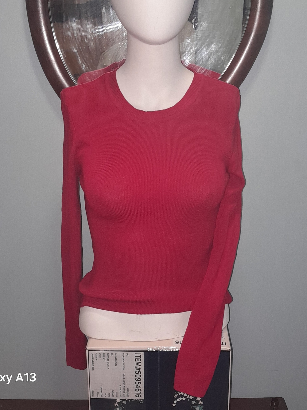 Women's Long-Sleeve Red Knit Sweater